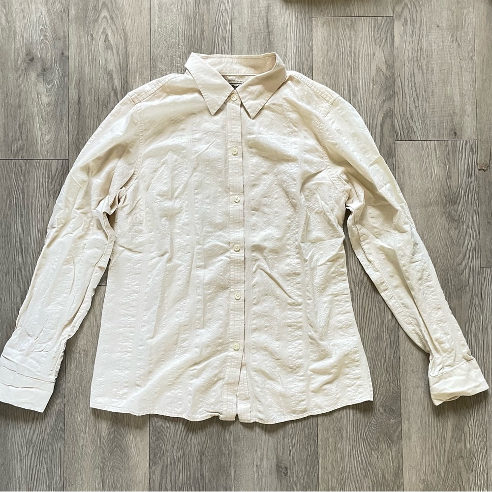 L.L.Bean cream button up shirt Size M